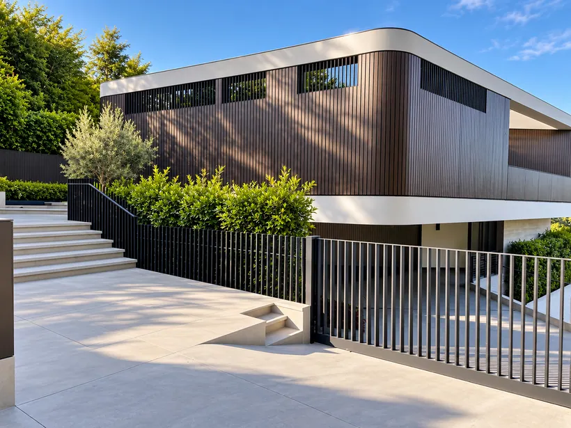 Curved custom metal cladding on modern home